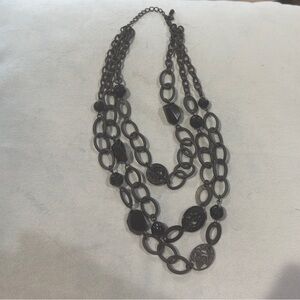 Black Industrial-Style Layered Chain Necklace